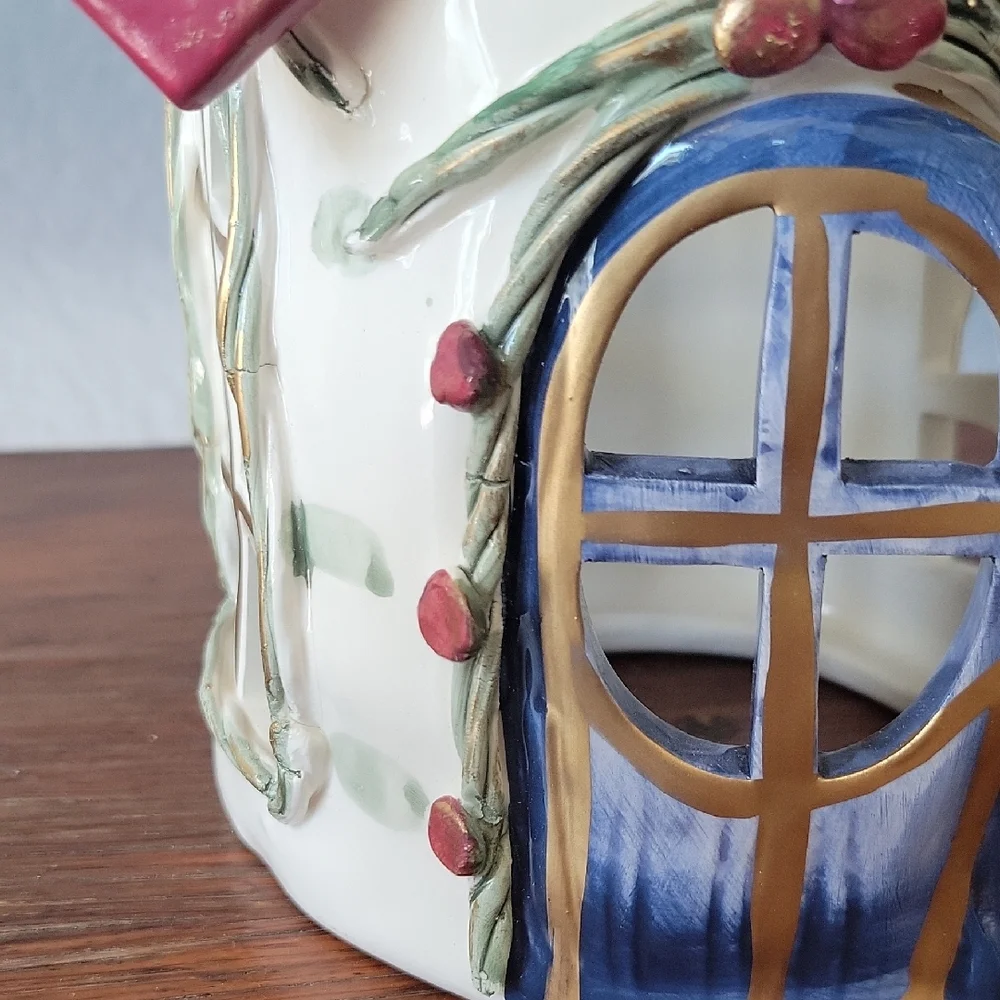 Ceramic Holiday House with Stars and Heart